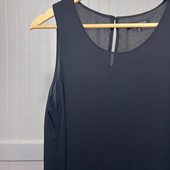 Pleione Black Sleeveless Blouse Tank Top Keyhole Neck Chiffon Layered XS - Picture 6 of 9